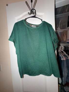 Unbranded Green Open Crisscross Back Short Sleeve Top